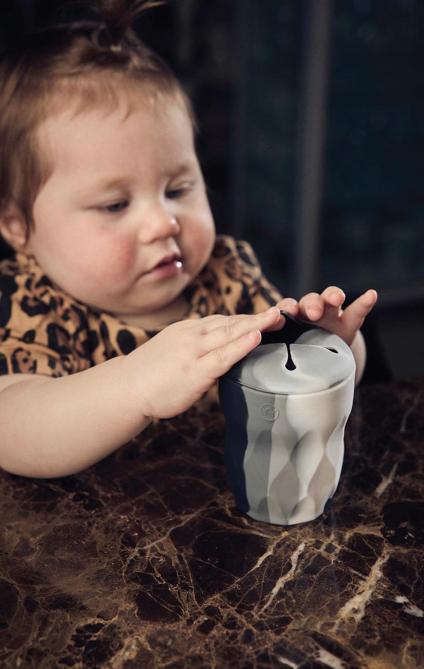 Silicone Cup with Straw and Snack Lid